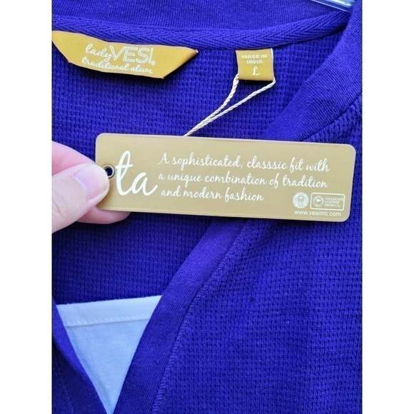 Lady Vesi Women Large Purple Three Quarter Sleeve Shirt NWT - Picture 2 of 7